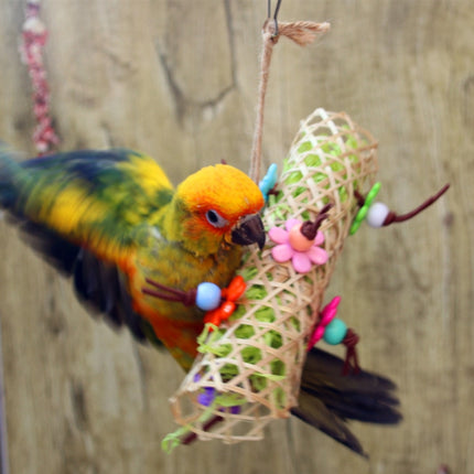 Creative Parrot Bird Bamboo Braided Bite Drawing Toy-garmade.com
