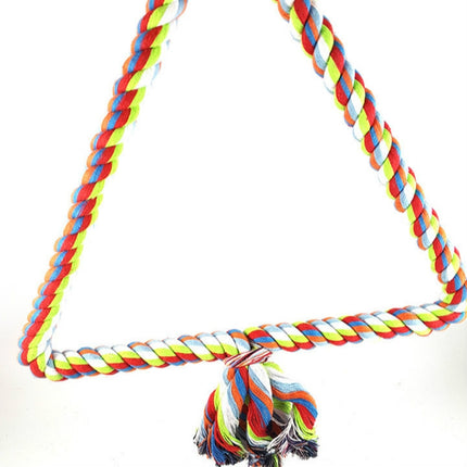 Colorful Cotton Rope Bird Perched Climbing Honed Triangle Cotton Rope Swing Toy, Size:15x18cm-garmade.com