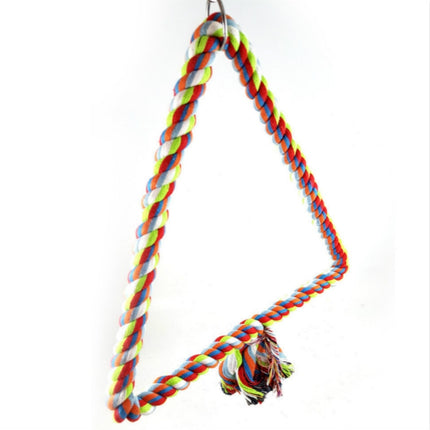 Colorful Cotton Rope Bird Perched Climbing Honed Triangle Cotton Rope Swing Toy, Size:25x28cm-garmade.com