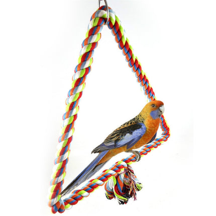 Colorful Cotton Rope Bird Perched Climbing Honed Triangle Cotton Rope Swing Toy, Size:25x28cm-garmade.com