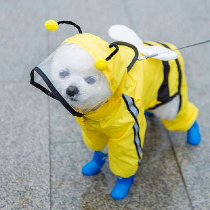 Pet Cartoon Pattern Waterproof All-inclusive Four-leg Raincoat, Size:L(Yellow Bee)-garmade.com