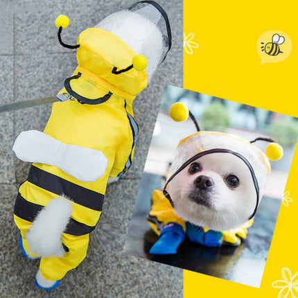 Pet Cartoon Pattern Waterproof All-inclusive Four-leg Raincoat, Size:L(Yellow Bee)-garmade.com