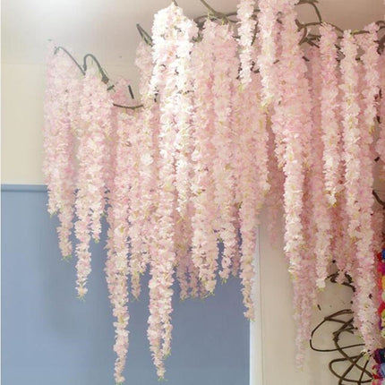 10 PCS 1M Simulation Orchids String Wedding Arrangement Flower Strip Stage Decoration Supplies(Meat Pink)-garmade.com