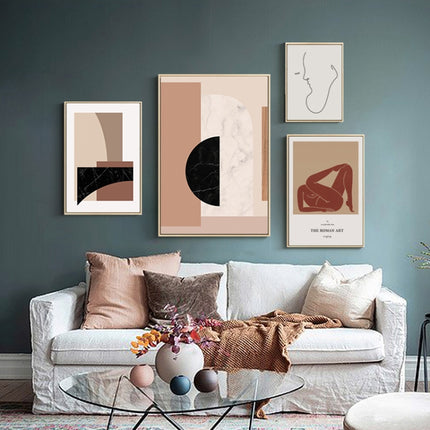 Niche Art Abstract Combination Decorative Painting Hotel Apartment Club Modern Minimalist Painting, Size:35x50 cm(Frameless A)-garmade.com