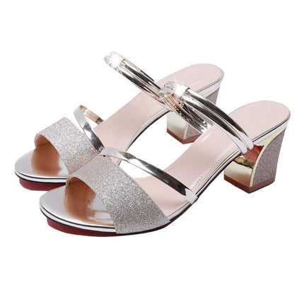 Thick With Open Toe Fish Mouth Sandals, Shoe Size:35(Gold)-garmade.com