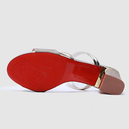 Thick With Open Toe Fish Mouth Sandals, Shoe Size:36(Gold)-garmade.com