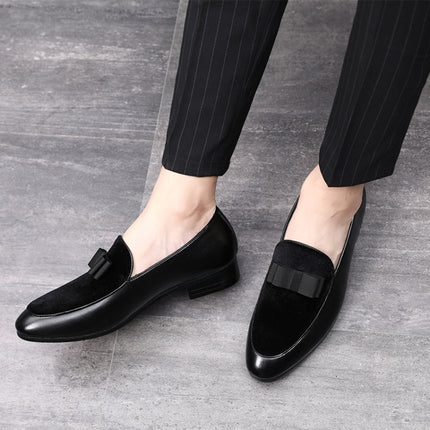 Bowknot Wedding Dress Male Flats Gentlemen Casual Shoes, Shoe Size:37(Black)-garmade.com