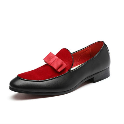 Bowknot Wedding Dress Male Flats Gentlemen Casual Shoes, Shoe Size:37(Red)-garmade.com