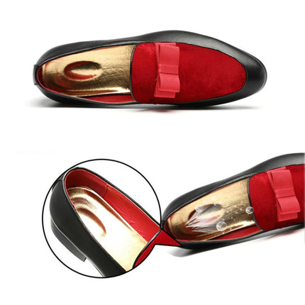 Bowknot Wedding Dress Male Flats Gentlemen Casual Shoes, Shoe Size:37(Red)-garmade.com