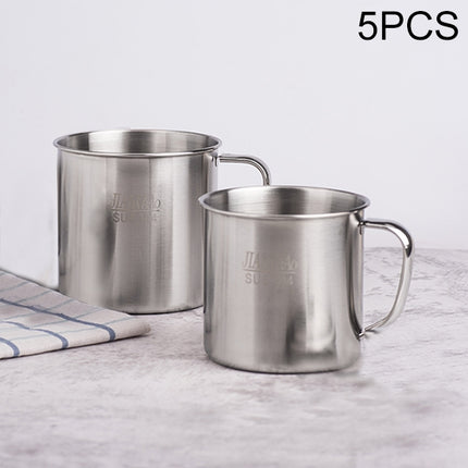 5 PCS Extra Thick 304 Stainless Steel Cup Children's Mouth Cup with Handle Cover Household adult Drinking Water Cup 7cm without cover-garmade.com