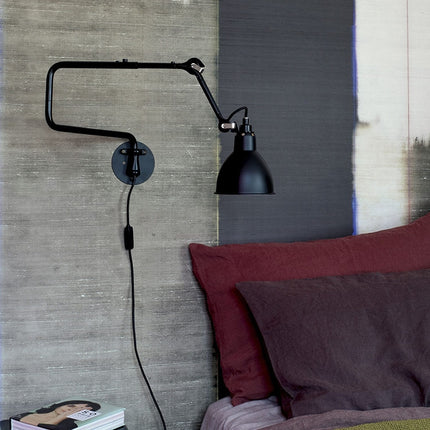 Classic Adjustable Modern Industrial Long Swing Arm Wall Lamp with LED Light Source(White)-garmade.com
