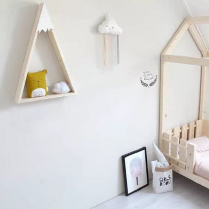 2 PCS Set Wooden Snow Mountain Triangle House Rack Children Room Home Decoration(White)-garmade.com