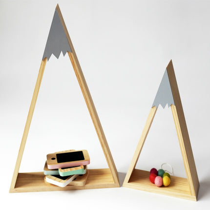 2 PCS Set Wooden Snow Mountain Triangle House Rack Children Room Home Decoration(Gray)-garmade.com