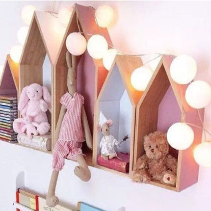 2 in 1 House Style Children Room Wood Partition Rack(Pink)-garmade.com