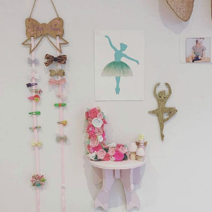 Wooden Bow Racks Children Room Cute Decoration Holder(Pink)-garmade.com