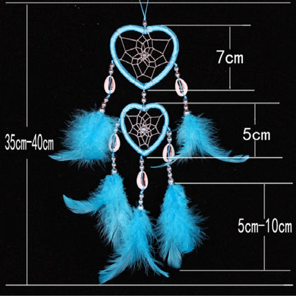 2 PCS Dreamcatcher Pendant Up And Down Double Ring Peach Heart Dream Catcher(White)-garmade.com