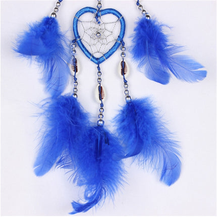 2 PCS Dreamcatcher Pendant Up And Down Double Ring Peach Heart Dream Catcher(Lake Blue)-garmade.com