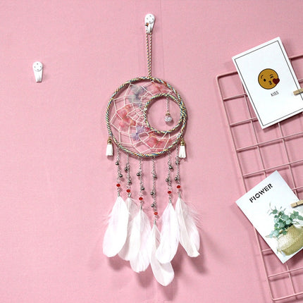 2 PCS Creative Hand-woven Crafts Sun and Moon Dream Catcher Home Car Wall Hanging Decoration-garmade.com