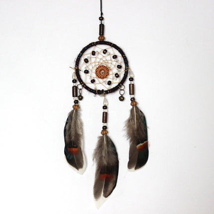 Retro Single Ring Feather Dream Catcher Hanging Window Decoration-garmade.com