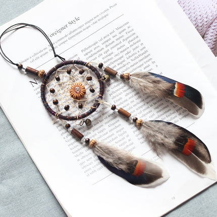 Retro Single Ring Feather Dream Catcher Hanging Window Decoration-garmade.com