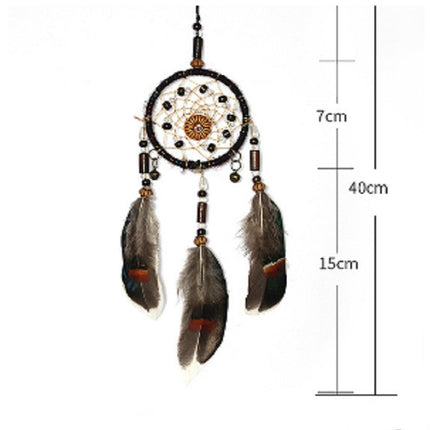 Retro Single Ring Feather Dream Catcher Hanging Window Decoration-garmade.com