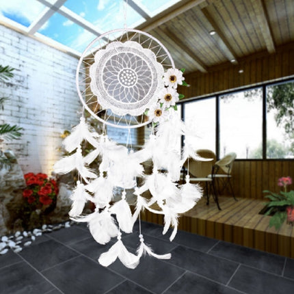 Pure White Flower Dream Catcher Home Decoration Crafts-garmade.com