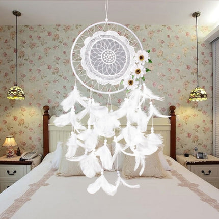 Pure White Flower Dream Catcher Home Decoration Crafts-garmade.com