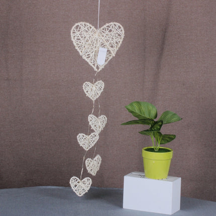 Creative Rattan Love Heart Bell Room Ornaments-garmade.com