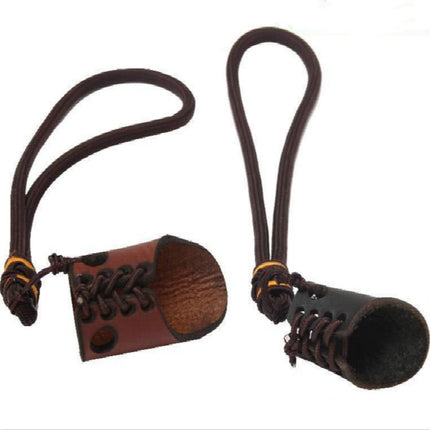 Outdoor Traditional Bow and Arrow Shooting Protective Gear Mongolian Leather Fingerstall, Random Color Delivery-garmade.com