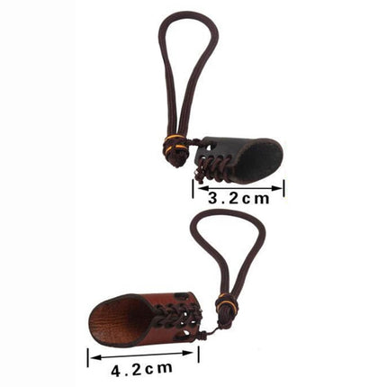 Outdoor Traditional Bow and Arrow Shooting Protective Gear Mongolian Leather Fingerstall, Random Color Delivery-garmade.com