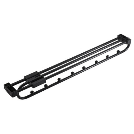 Y03 Black 18 inch 8 Beads Wardrobe Hardware Push-Pull Hanging Rod Clothes Rail-garmade.com