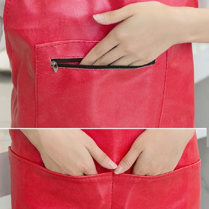 Waterproof Oil Proof Soft Leather Thick Wear-resistant Men and Women Overalls Apron(Red)-garmade.com