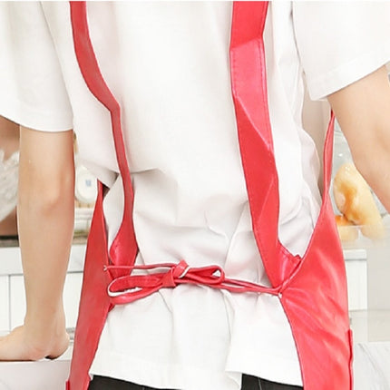Waterproof Oil Proof Soft Leather Thick Wear-resistant Men and Women Overalls Apron(Red)-garmade.com