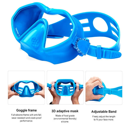 M6113 Adult Diving Goggles Deep Diving Integrated Goggles Mask Anti-fog Diving Glasses, Size:One Size(Blue)-garmade.com
