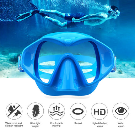 M6113 Adult Diving Goggles Deep Diving Integrated Goggles Mask Anti-fog Diving Glasses, Size:One Size(Blue)-garmade.com