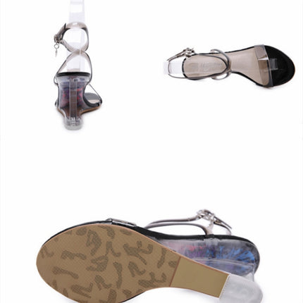 Transparent PVC Peep Toe Stiletto High-Heeled, Shoe Size:34(Black)-garmade.com