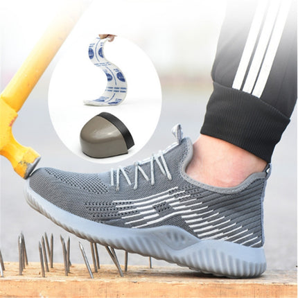 Men Tamper-proof Puncture Labor Insurance Work Shoes, Size:45(Grey)-garmade.com