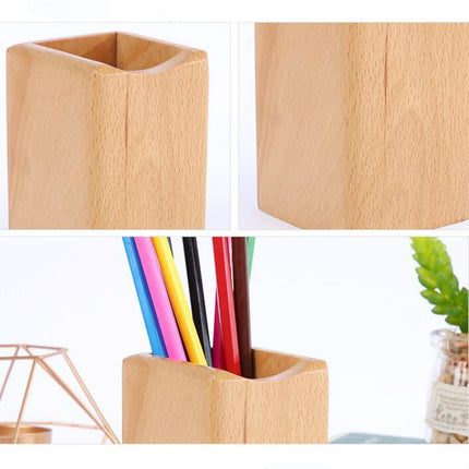 Multifunctional Wooden Chinese Style Student Pen Holder, Color:Beech-garmade.com
