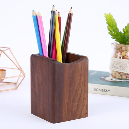 Multifunctional Wooden Chinese Style Student Pen Holder, Color:Walnut-garmade.com