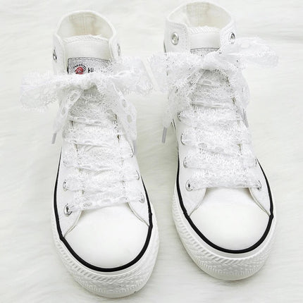 Openwork Lace Laces Off White Shoes Sneaker Casuals Leather Shoelaces, Length:80cm(White)-garmade.com
