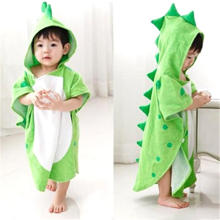 Childrens Cape Bathrobe Cartoon Animal Shape Bath Towel, Size:145x65 CM(Green)-garmade.com