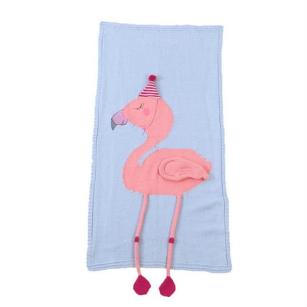 Flamingo Knit Blanket Cartoon Sleeping Bag Size: 60x120cm(Blue)-garmade.com