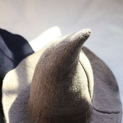 Halloween Personality Wizard Steeple Great Brim Wool Cap(Light Grey)-garmade.com