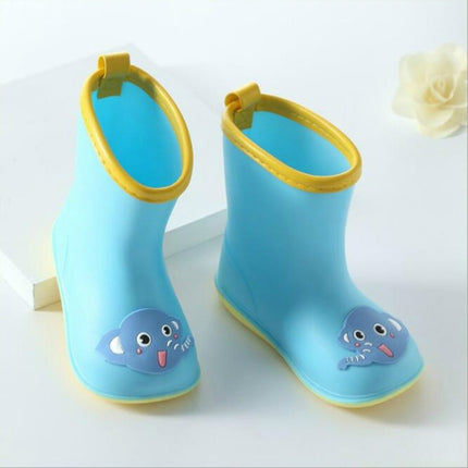 Rubber Children Cartoon Rainshoes Candy Color Rain Boots, Size: Inner Length 15.5cm(Blue Elephant)-garmade.com