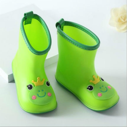 Rubber Children Cartoon Rainshoes Candy Color Rain Boots, Size: Inner Length 15.5cm(Green Frog)-garmade.com