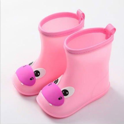 Rubber Children Cartoon Rainshoes Candy Color Rain Boots, Size: Inner Length 15.5cm(Pink Mouthed Hippo)-garmade.com