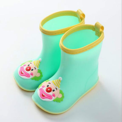 Rubber Children Cartoon Rainshoes Candy Color Rain Boots, Size: Inner Length 15.5cm(Green Clown)-garmade.com