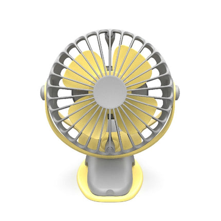 360 Degree -Round Rotation Mini Cooling Air Fan 4 Speed Adjustable Portable USB Rechargeable Desktop Clip Fan(Gray)-garmade.com