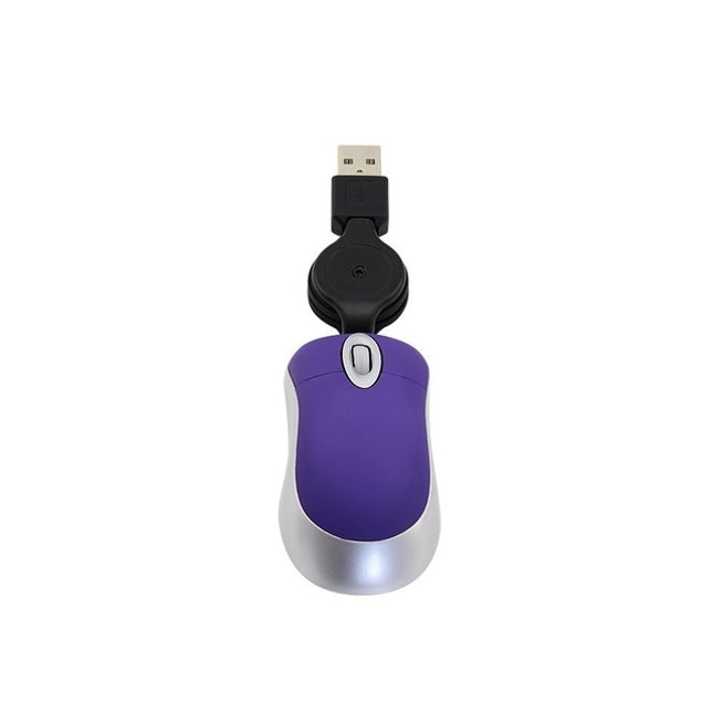 Mini Computer Mouse Retractable USB Cable Optical Ergonomic1600 DPI Portable Small Mice for Laptop(Purple)-garmade.com