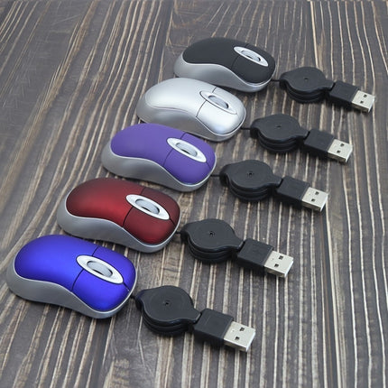 Mini Computer Mouse Retractable USB Cable Optical Ergonomic1600 DPI Portable Small Mice for Laptop(Purple)-garmade.com
